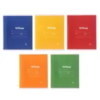 Тетрадь 12 листов в клетку Calligrata "Однотонная Классика Линовка. Эконом", обложка мелованная бумага, ВД-лак, блок №2 (серые листы), МИКС