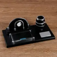 Набор настольный, органайзер 4 в 1 с визитницей и часами, 34&times;17&times;13 см