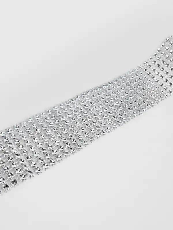 Лента с имитацией страз, 4 см, 9&plusmn;1 м, цвет серебряный