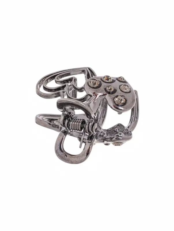 Крабик для волос &laquo;Оливия&raquo;, сердца, 2.5 см, чёрный