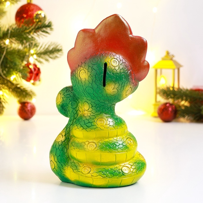 Новый год. Символ 2025. Копилка Новый год. Символ 2025. Копилка "Змея в кокошнике" зеленый красный, 23см