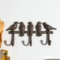 Крючки настенные &laquo;Пять птиц&raquo;, ключница декоративная, чугун, 27.5&times;13&times;4.5 см