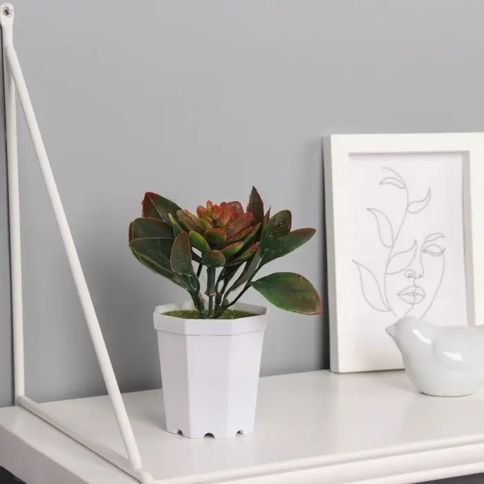 Искусственный цветок в горшке &laquo;Эхеверия&raquo;, 6.5&times;10 см, МИКС