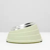 Миска металлическая двойная наклонная на пластиковом основании, 28.5&times;15&times;7 см, зелёная