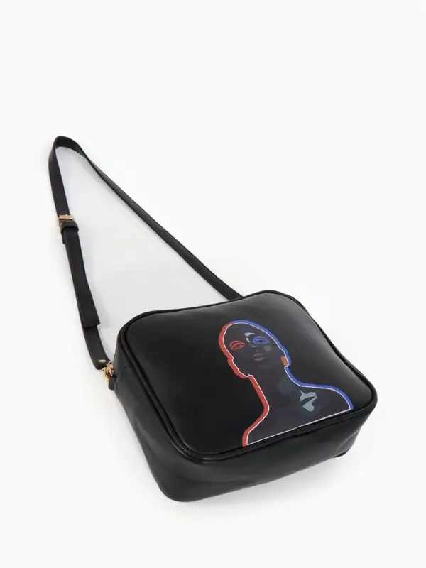 Сумка женская на молнии TEXTURA, 22&times;8&times;17 см, с цветным принтом, чёрная