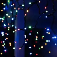 Гирлянда &laquo;Бахрома&raquo; 3&times;0.9 м, IP65, УМС, тёмная нить каучук, 144 LED, свечение мульти, 220 В