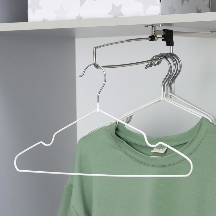 Набор вешалок антискользящих, металл с ПВХ покрытием, 41×20×0,3 см, 10 шт, цвет белый