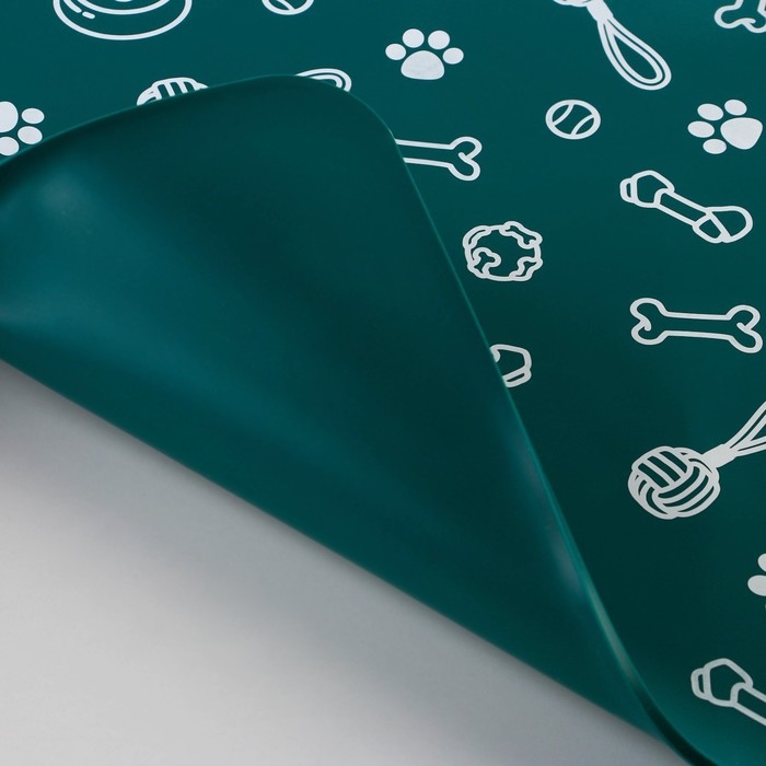 Коврик силиконовый под миску «Паттерн», 30х40 см, зеленый Коврик силиконовый под миску «Паттерн», 30х40 см, зеленый
