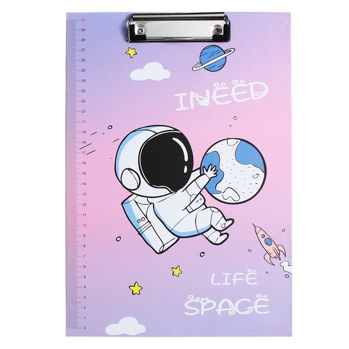 Планшет с прижимом формат А4 картон Планшет с прижимом формат А4 картон "Космонавт", МИКС