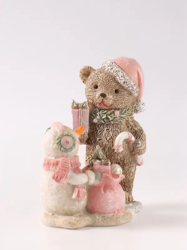 Фигурка &laquo;Мишка и снеговик&raquo;, 10 см, полистоун