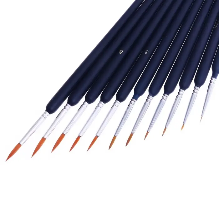 Набор кистей для рисования, нейлон, 11 штук: № 00000, 000, 00, 0, 1, 2, 3, 4, 5, 6, 7, Calligrata, круглые, деревянная ручка, международный размер