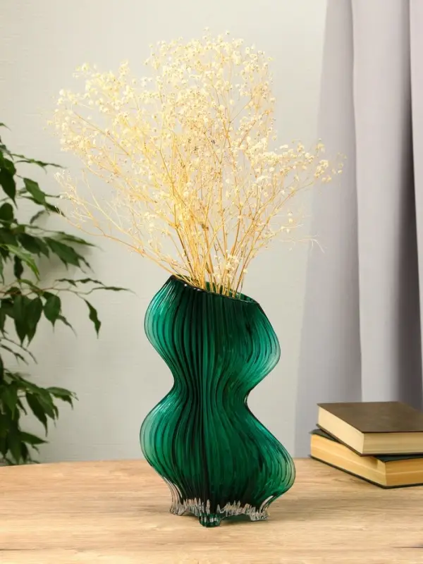 Ваза стекло настольная "Мэнди" 28,5х17 см, зелёный