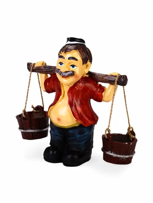 Садовая фигура из полистоуна &laquo;Дедушка с ведрами&raquo;, 20&times;7&times;19 см, Greengo