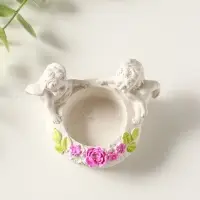 Подсвечник на 1 свечу &laquo;Ангелы с цветами&raquo; 5&times;8&times;7 см, белый с росписью