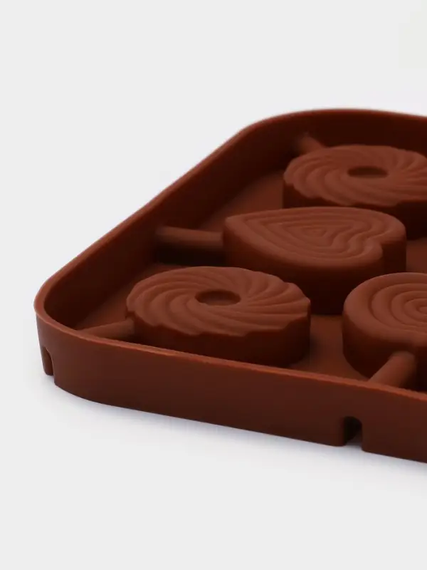 Форма для леденцов Доляна &laquo;Свидание&raquo;, силикон, 14.5&times;14.5&times;1.5 см, 8 ячеек (3.5&times;3.5 см), с палочками, коричневая