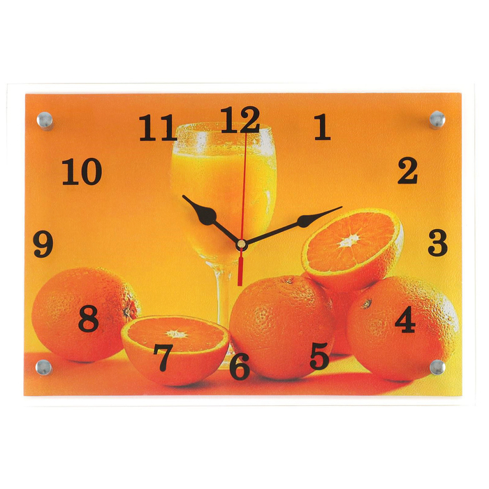Часы-картина настенные, интерьерные Часы-картина настенные, интерьерные "Апельсины и бокал", бесшумные, 25 х 35 см