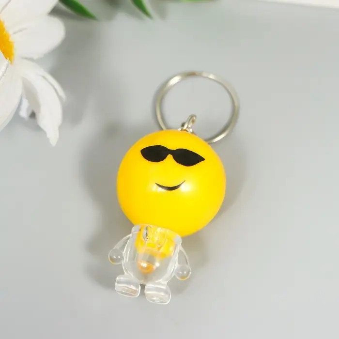 Фонарик свет на кольце  Фонарик свет на кольце "Смайлик-малыш с ножками" мигает МИКС 4х2,5х2,7 см