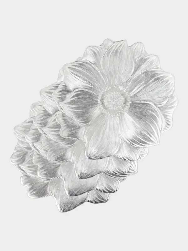 Набор салфеток для стола Доляна &laquo;Цветок&raquo;, 38&times;38 см, 4 шт., ПВХ, серебристый