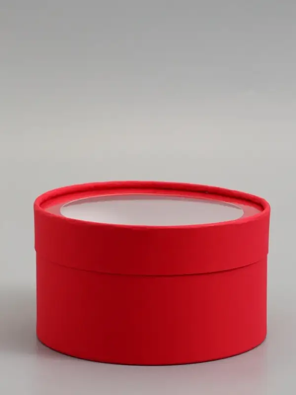 Подарочная коробка, красная, завальцованная с окном, 18 х 10 см