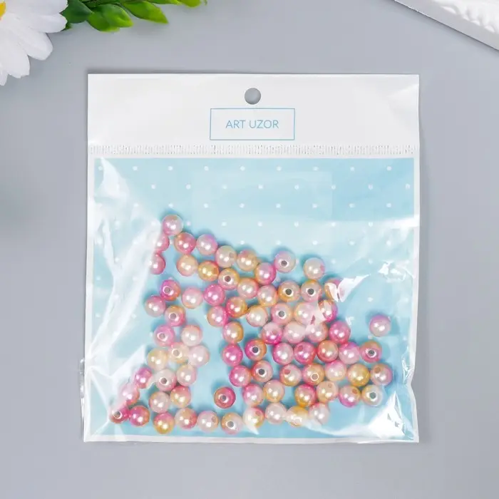 Бусины для творчества пластик "Градиент роз-жёлтый" набор 20 г, d=0,8 см, МИКС отверстия/без