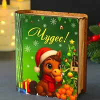 Новогодняя шкатулка-книга "Чудес" 14х12х5 см