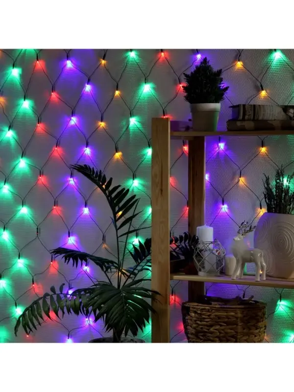 Гирлянда &laquo;Сеть&raquo; 1.6&times;1.6 м, IP20, тёмная нить, 144 LED, 8 режимов, 220 В, свечение мульти