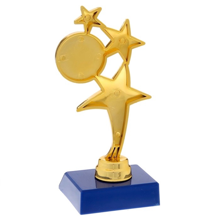 Наградная фигура «Три звезды», золото, подставка пластик синяя, 15,5 х 7,5 х 6 см. Наградная фигура «Три звезды», золото, подставка пластик синяя, 15,5 х 7,5 х 6 см.