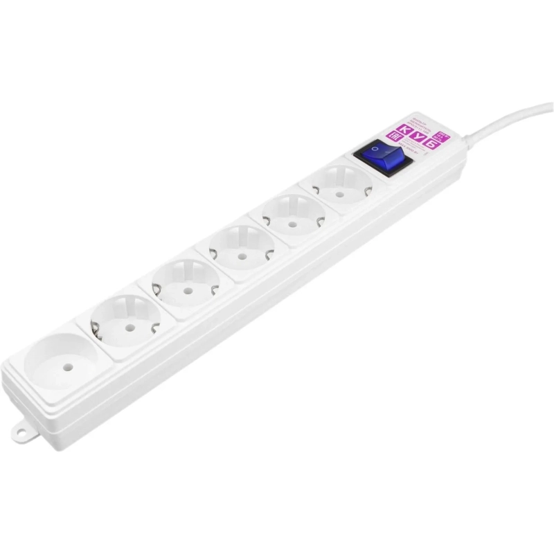 Сетевой фильтр Power Cube 3м, 6р белый 16А/3,5кВт (3x1,5)(SPG6-A1)