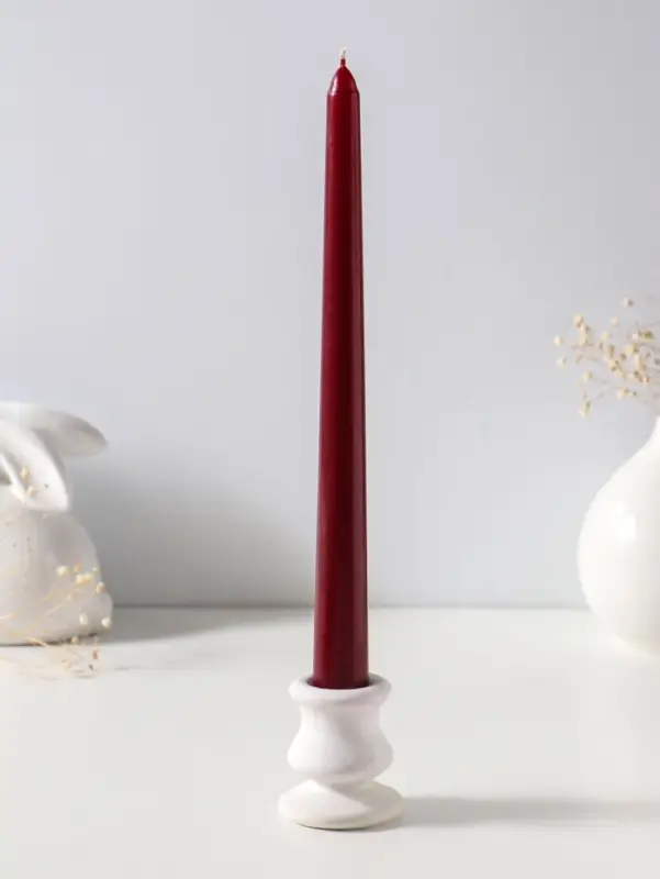 Набор свечей античных 25 см, 2 шт., 58 г, 7 ч, бордовый
