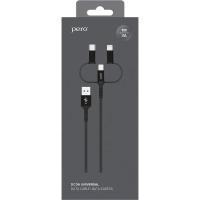 Кабель USB PERO DC-06 3 in 1 (Lightning/micro USB/Type-C), 3А, 1м, черный