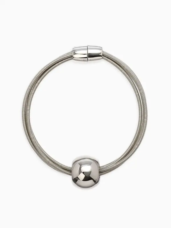 Набор 2 предмета: колье, браслет &laquo;Бусина на нитях&raquo;, цвет серебро