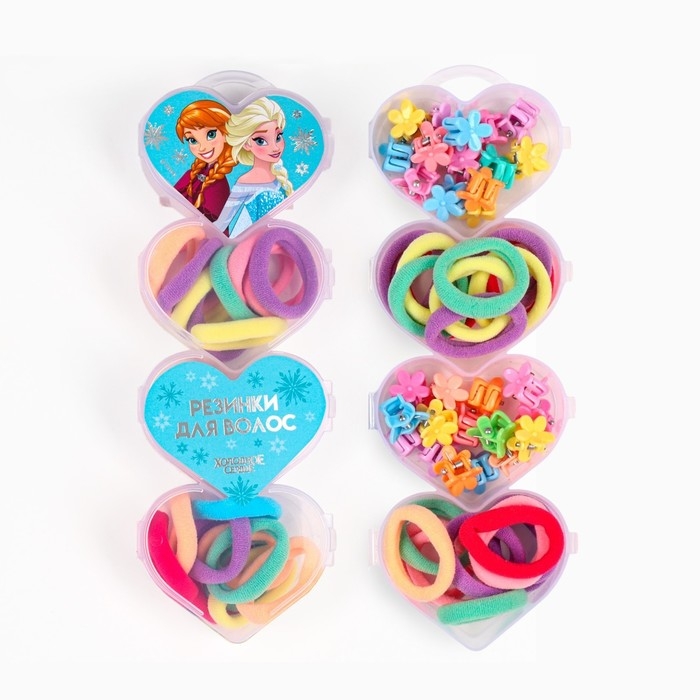 Резинки для волос 20 шт, заколка крабик 20 шт, набор, Холодное сердце Резинки для волос 20 шт, заколка крабик 20 шт, набор, Холодное сердце
