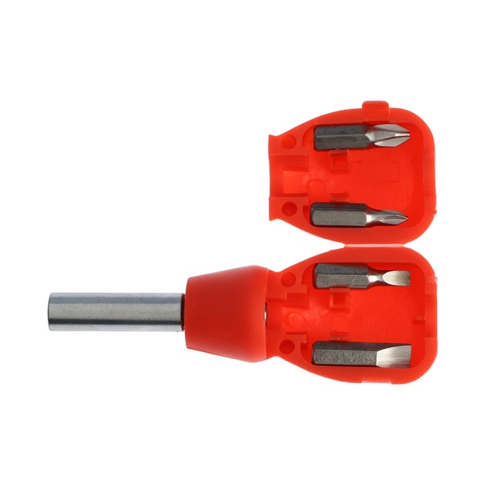 Отвертка с набором бит ЛОМ, пластиковая рукоятка, 5 предметов Отвертка с набором бит ЛОМ, пластиковая рукоятка, 5 предметов