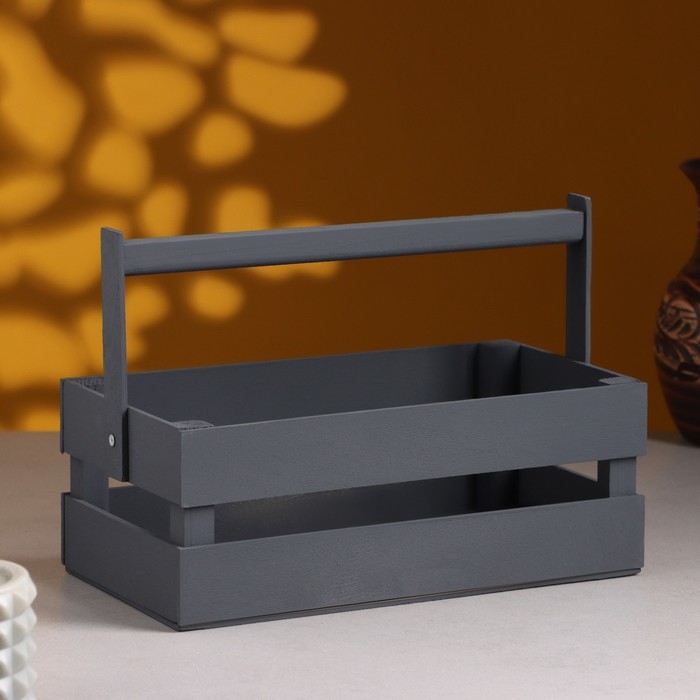 Кашпо деревянное 24.5×13.5×9 см  Кашпо деревянное 24.5×13.5×9 см "Двушка Лайт", двухреечное, серый Дарим Красиво