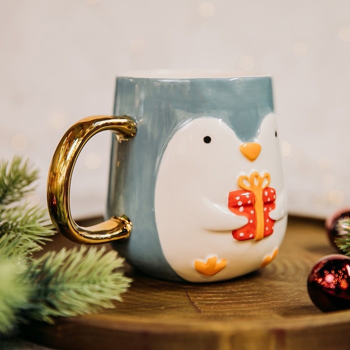 Новый год! Кружка новогодняя керамическая «Пингвин», 600 мл, цвет голубой Новый год! Кружка новогодняя керамическая «Пингвин», 600 мл, цвет голубой