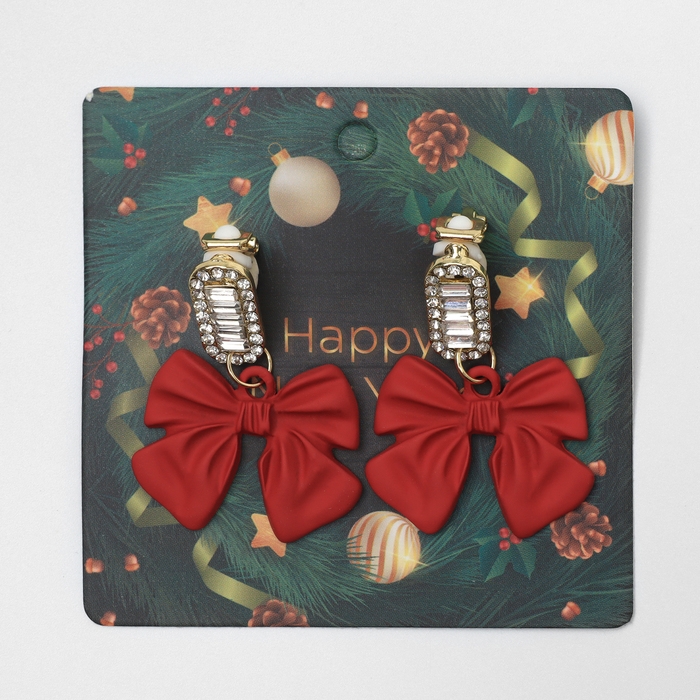 Новый год! Серьги «Новогодние» банты, цветные в золоте Новый год! Серьги «Новогодние» банты, цветные в золоте