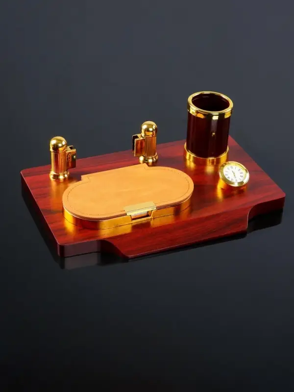 Набор настольный 4 в 1, органайзер с визитницей, красное дерево