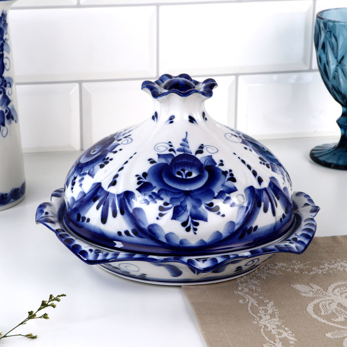 Блинница «Цветок», 24х15 см гжель Блинница «Цветок», 24х15 см гжель