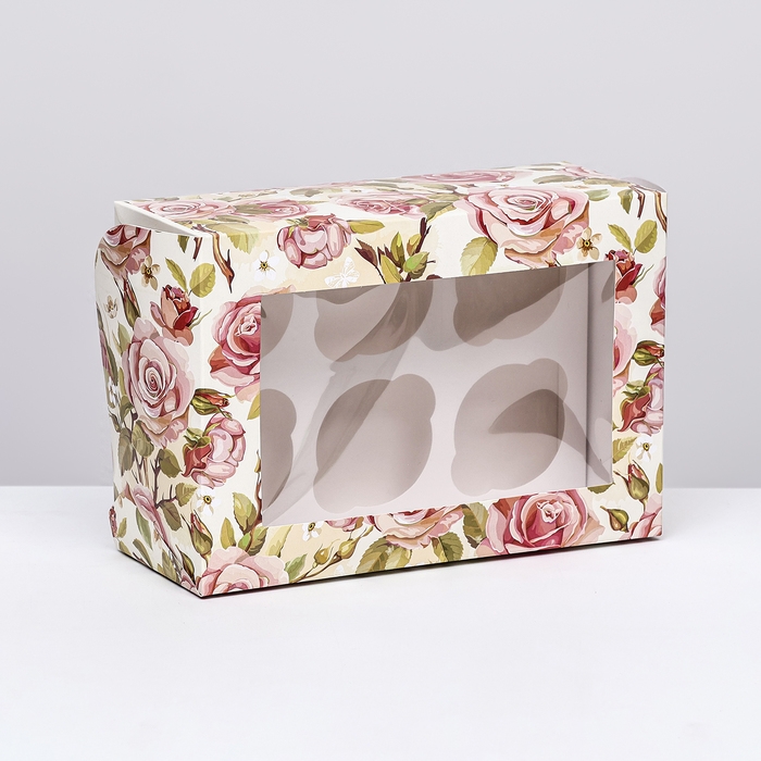 Коробка для 6 капкейков с окном , Коробка для 6 капкейков с окном , "For you", 25 х 17 х 10 см