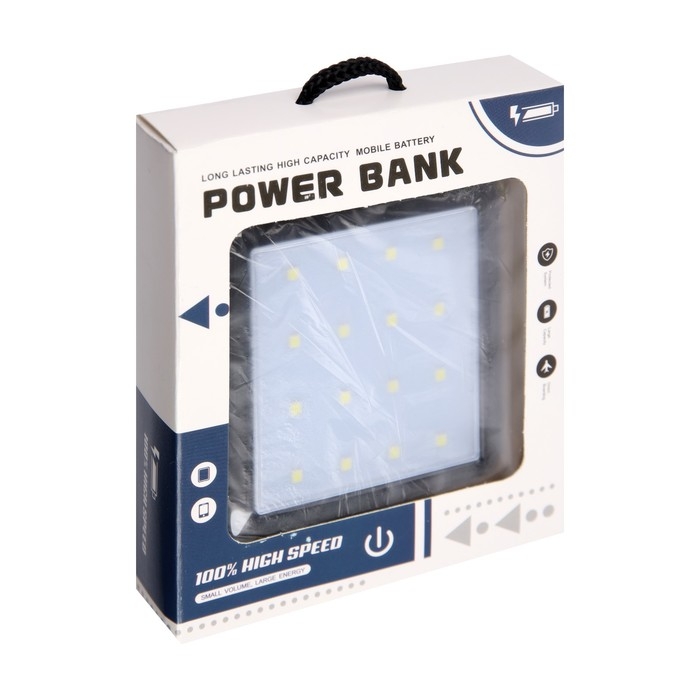 Внешний аккумулятор 484, 10000 мАч, кабели Type-C/Lightning/MicroUSB, фонарь, чёрный Внешний аккумулятор 484, 10000 мАч, кабели Type-C/Lightning/MicroUSB, фонарь, чёрный