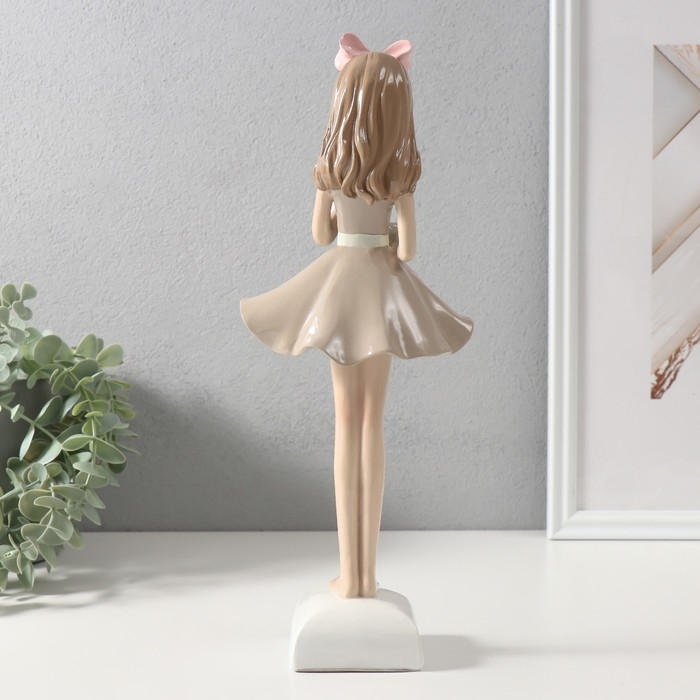 Сувенир полистоун Сувенир полистоун "Малышка в платье с мишкой в руках" 12,2х9,4х32,3 см