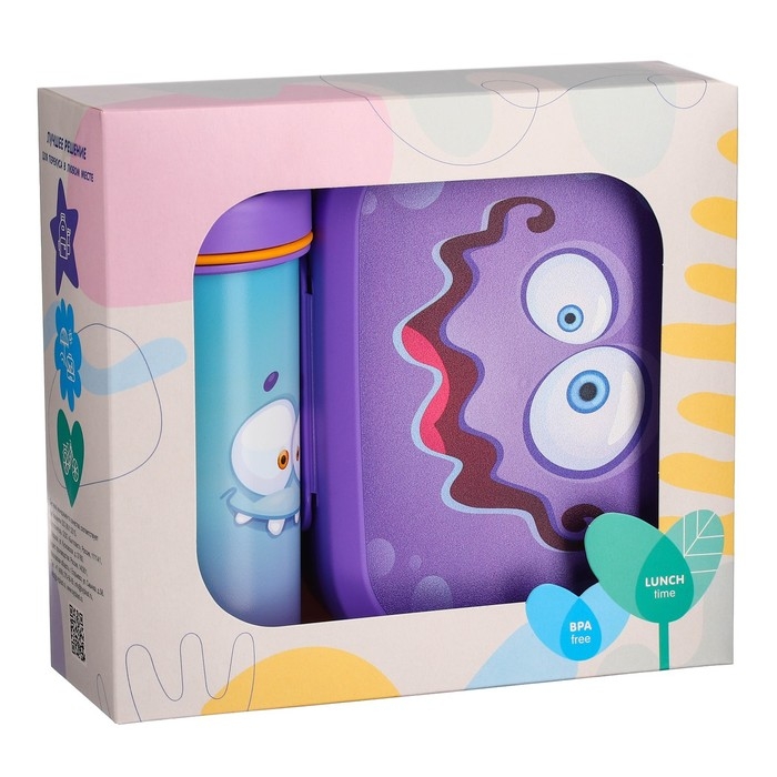 Набор Контейнер для хранения 0,98л и бутылка для воды с петлей 0,4л, цвет сиреневый Набор Контейнер для хранения 0,98л и бутылка для воды с петлей 0,4л, цвет сиреневый