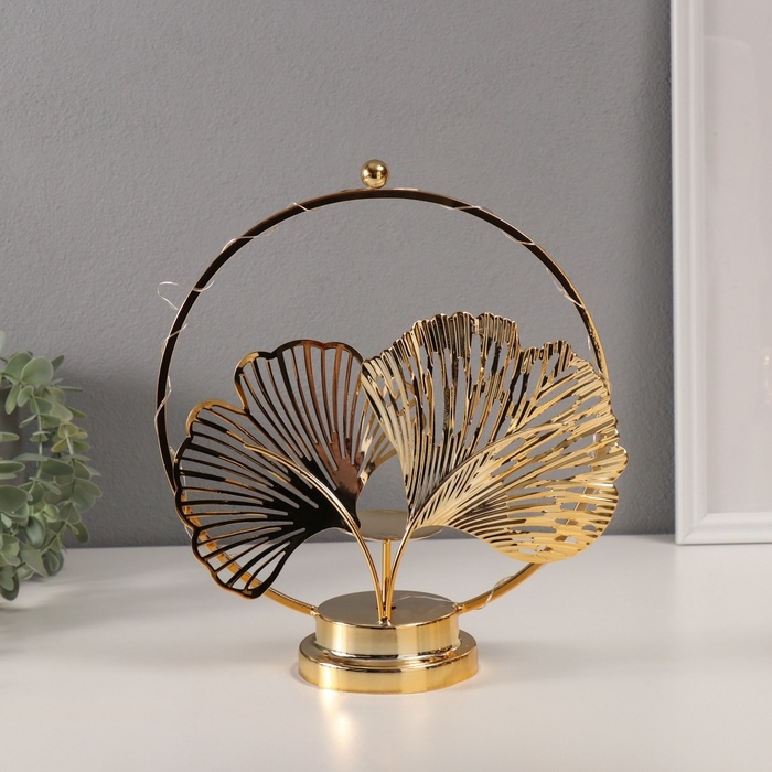 Подсвечник на 1 свечу Подсвечник на 1 свечу "Листья Гинкго" с подсветкой, d-6 см 9,5х23,5х27 см