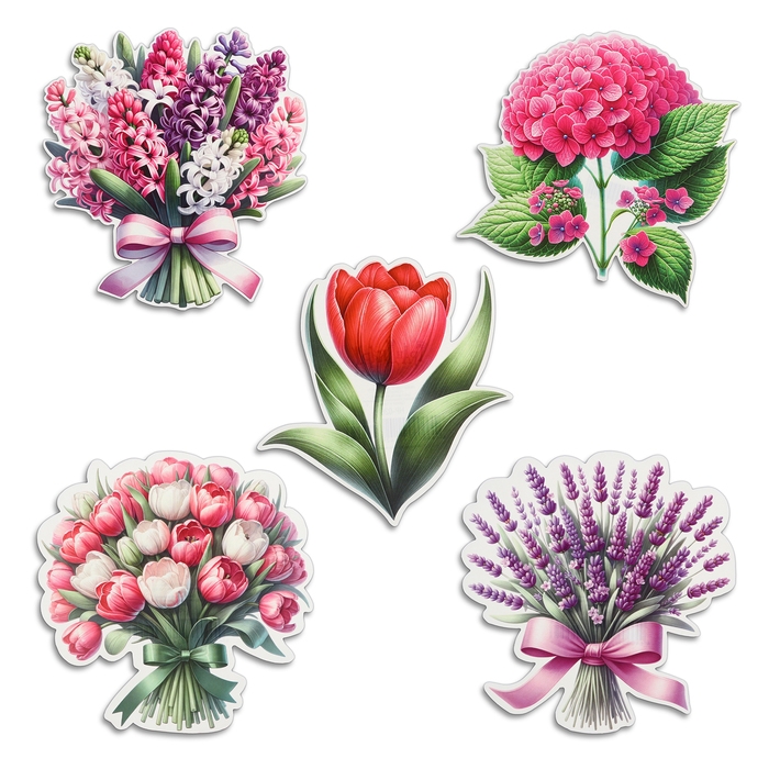 Набор украшений на скотче  Набор украшений на скотче "Цветы-2" 10 штук, 15 х 15 см