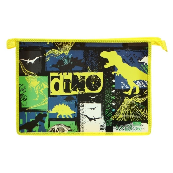 Папка для тетрадей А4, 325 х 230 х 55 мм, молния сверху, пластиковая, ПМ-А4-29 Calligrata Папка для тетрадей А4, 325 х 230 х 55 мм, молния сверху, пластиковая, ПМ-А4-29 Calligrata "Дино"