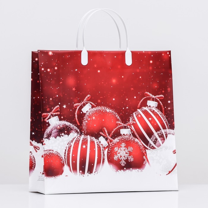 Новый год. Пакет  Новый год. Пакет "Красные игрушки", мягкий пластик, 30х30 120 мкм.