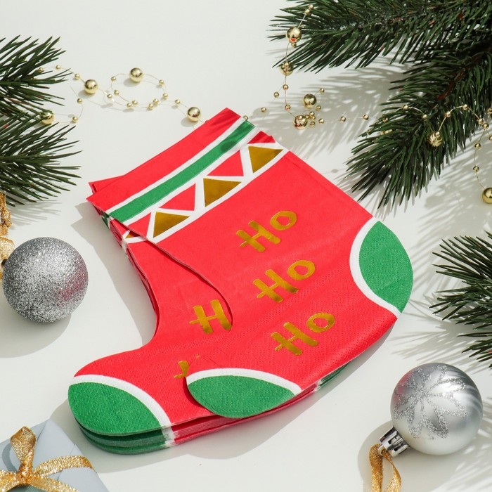 Новогодние салфетки бумажные «Сапожок», 2 слоя, 20 шт. Новогодние салфетки бумажные «Сапожок», 2 слоя, 20 шт.