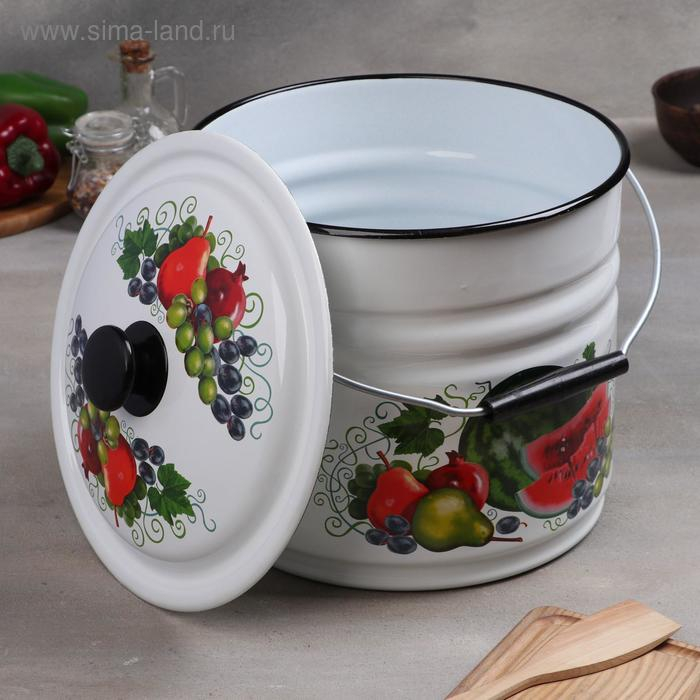 Ведро эмалированное, 10 л, с крышкой, деколь МИКС, цвет белый Ведро эмалированное, 10 л, с крышкой, деколь МИКС, цвет белый