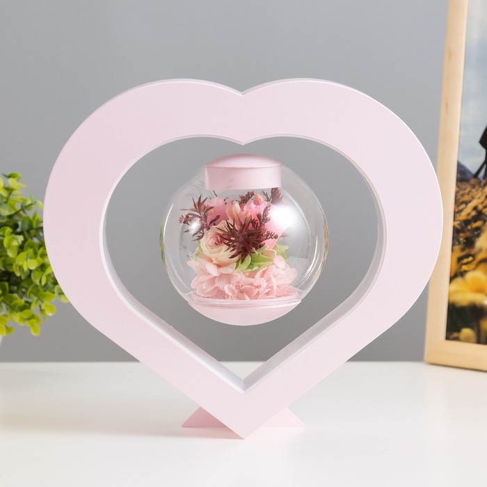 Настольная лампа Настольная лампа "Сердце левитация" LED USB розовый 24х22 см RISALUX