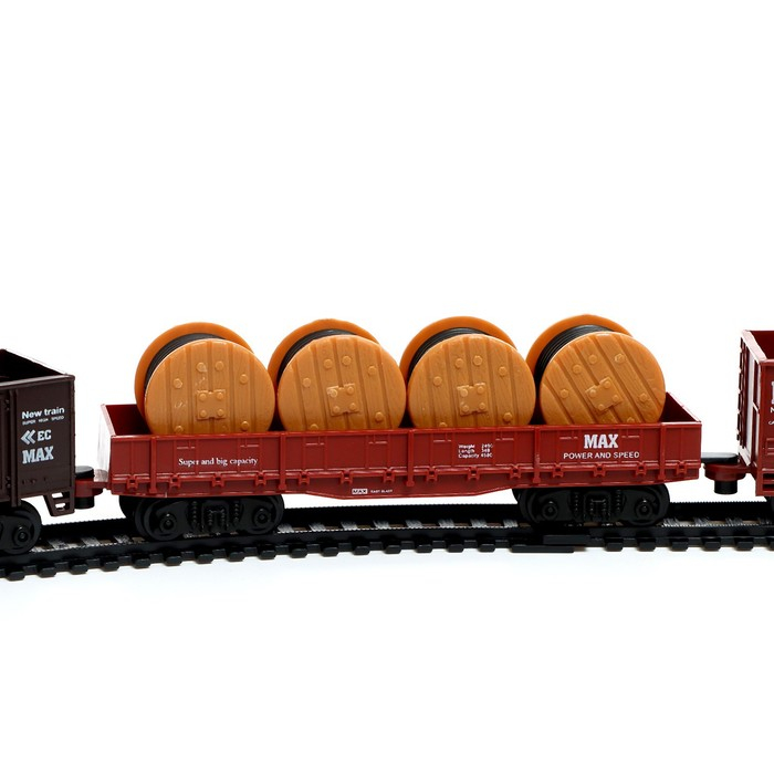 Железная дорога «Товарный поезд», с 9 вагонами, работает от батареек, свет Железная дорога «Товарный поезд», с 9 вагонами, работает от батареек, свет